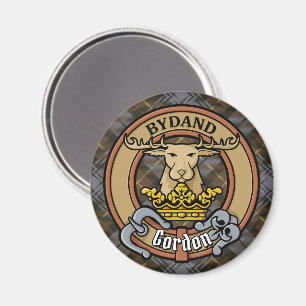 Aimant Clan Gordon Crest sur Tartan Patiné
