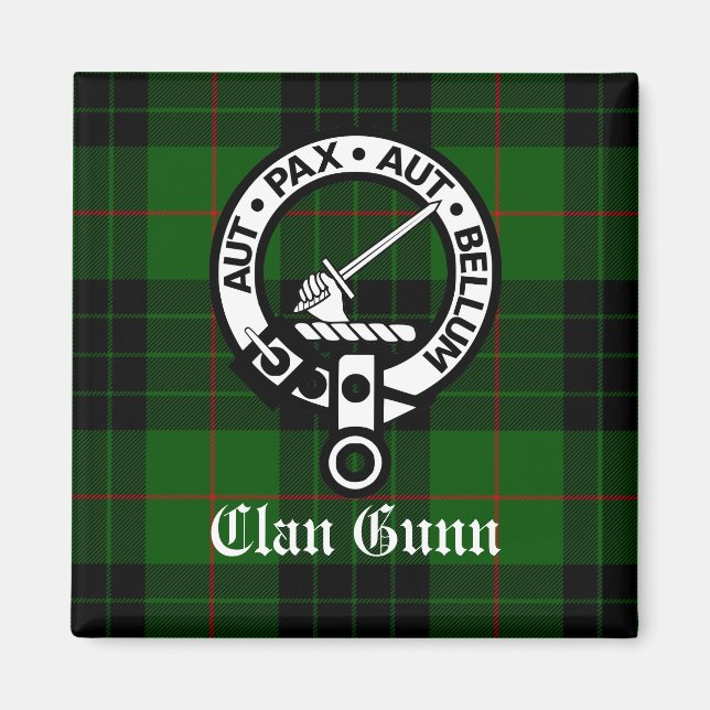 Aimant Clan Gunn Crest Badge et Tartan (Devant)