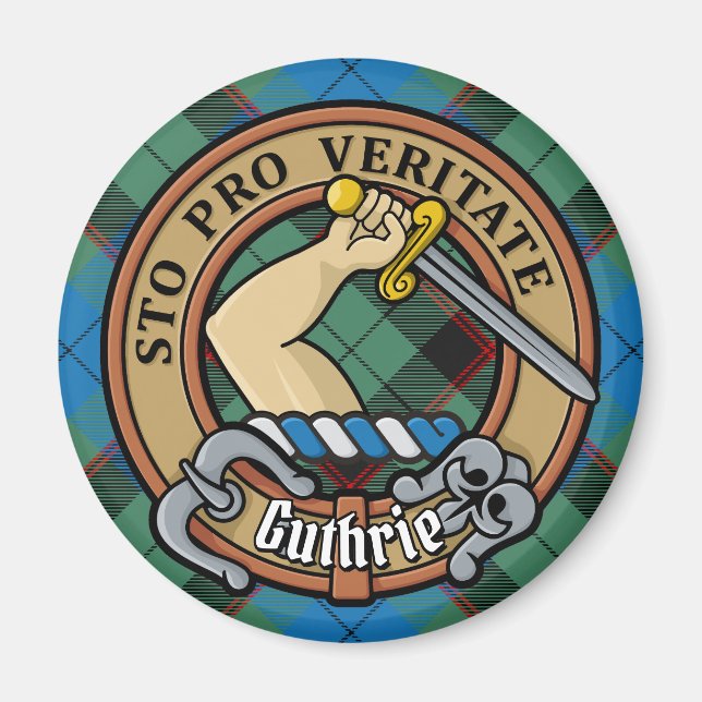 Aimant Clan Guthrie Crest sur Tartan (Devant)