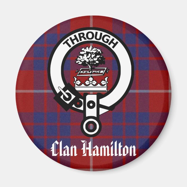 Aimant Clan Hamilton Crest & Tartan (Devant)