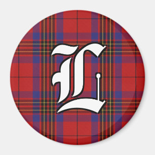 Aimant Clan Leslie Rouge et bleu Tartan Accents Plaid