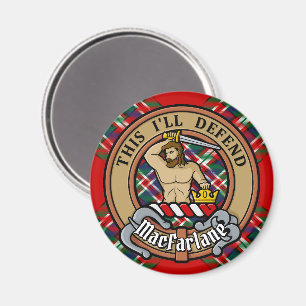 Aimant Clan MacFarlane Crest sur Tartan