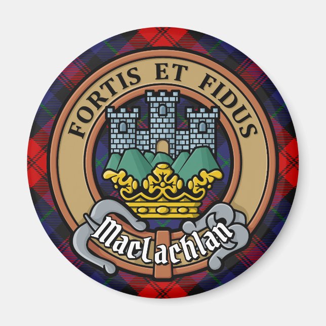 Aimant Clan MacLachlan Crest sur Tartan (Devant)