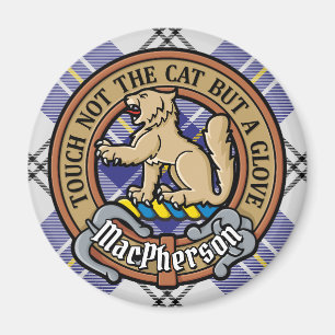 Aimant Clan MacPherson Crest sur la robe bleue Tartan