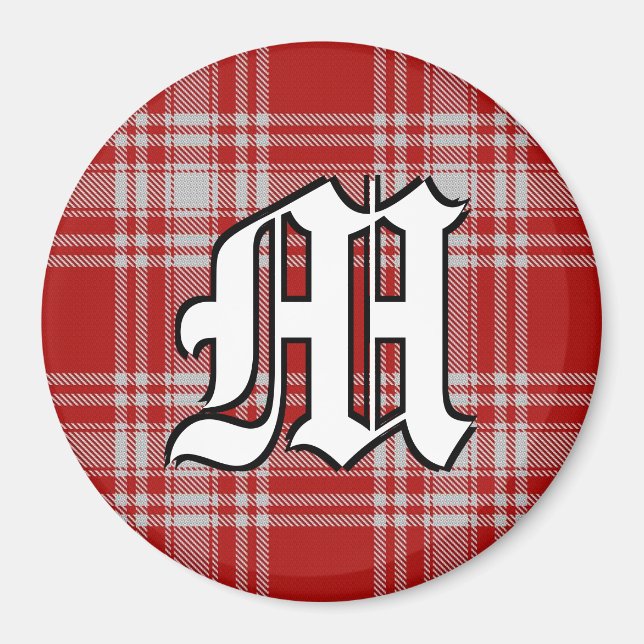 Aimant Clan Menzies Tartan rouge et blanc Accents Plaid (Devant)