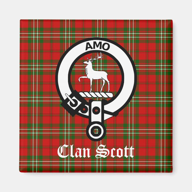 Aimant Clan Scott Crest Badge et Tartan (Devant)
