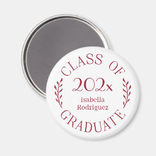 Aimant Classe de 2025 Nom du diplômé Burgundy Typographie