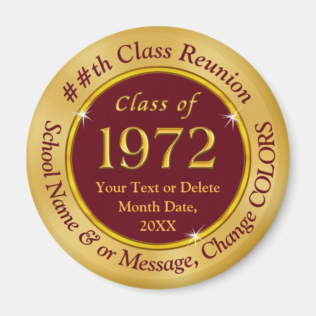 Aimant Classe de 72 Retrouvailles, Souvenirs Personnalisé (Devant)