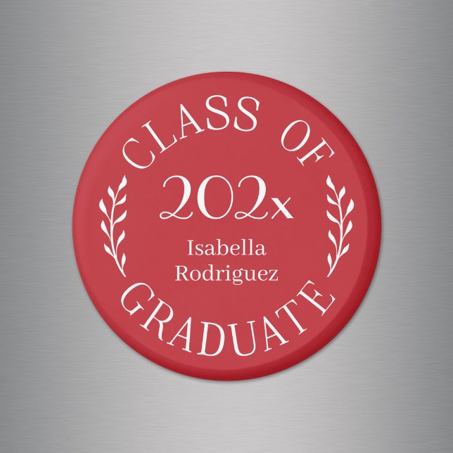 Aimant Classe de l'année Nom du diplômé Typographie Rouge (Class of Year Graduate Name Typography Red Magnet in situ)