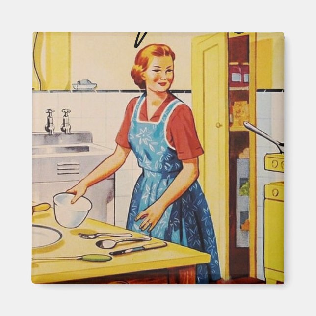 Aimant Classe femme au foyer Retro l cadeau cuisine (Devant)