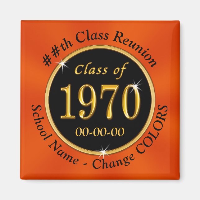 Aimant Classe noire et orange de 1970, 50 ans Réunion (Devant)