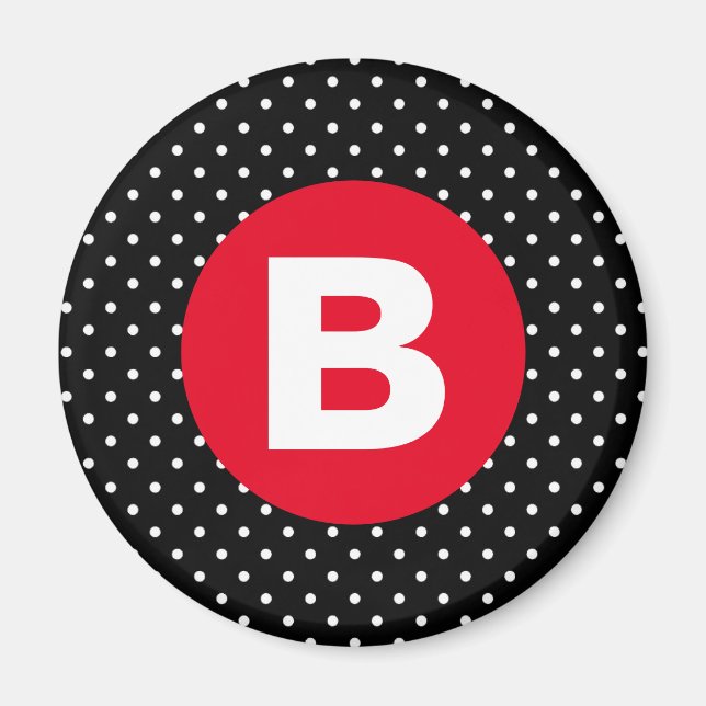 Aimant Classic Black & White Polka Dot with Red Monogram (Devant)