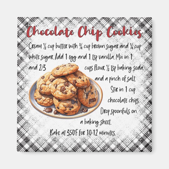 Aimant Classic Chocolate Chip Cookie Recipe Kitchen Decor (Devant)
