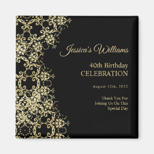 Aimant Classy Gold & Black Damask 40e anniversaire