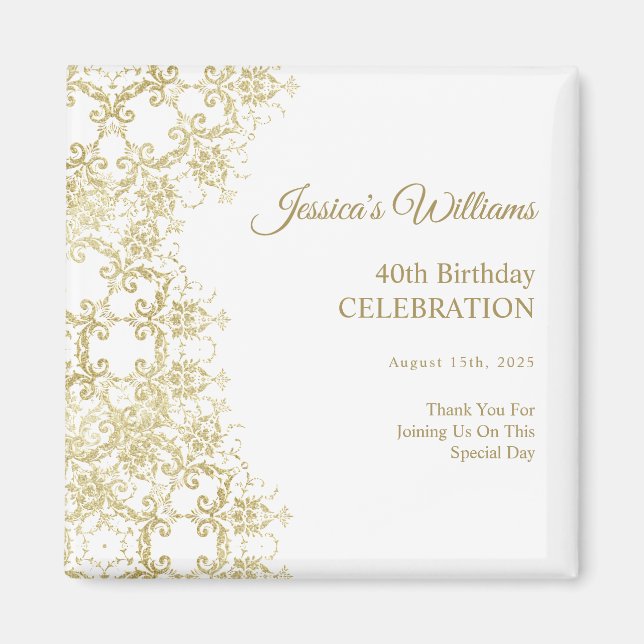 Aimant Classy Gold Damask 40e anniversaire (Devant)