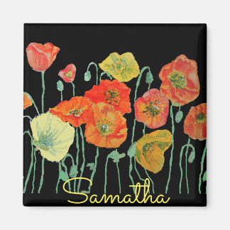 Aimant Clé USB acrylique florale Coquelicots orange et no