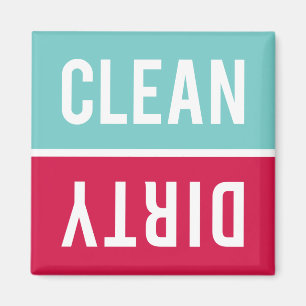 Aimant Clean Dirty Aqua Blue and Cherry Red Dishwasher