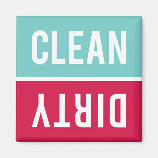 Aimant Clean Dirty Aqua Blue and Cherry Red Dishwasher