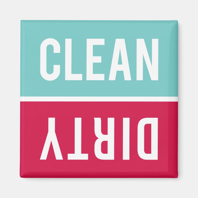 Aimant Clean Dirty Aqua Blue and Cherry Red Dishwasher (Devant)