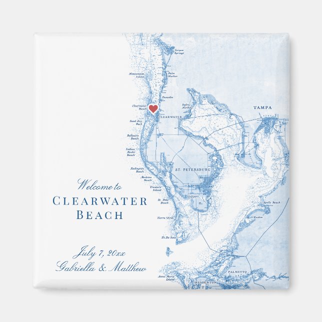 Aimant Clearwater Beach Floride Carte Mariage Favor Magne (Devant)