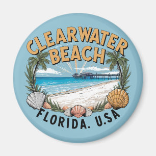 Aimant Clearwater Beach Retro Vignette