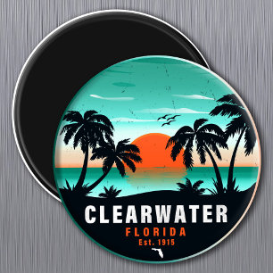 Aimant Clearwater Florida Beach Retro Sunset Souvenirs