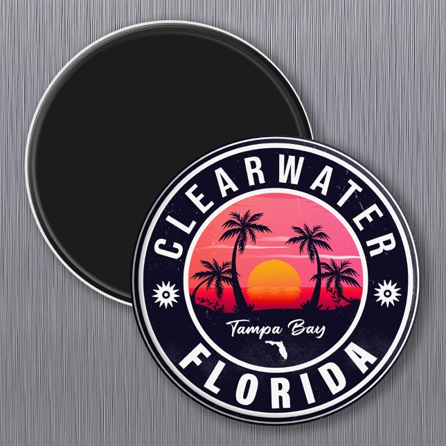 Aimant Clearwater Florida Beach Retro Sunset Souvenirs (Créateur téléchargé)