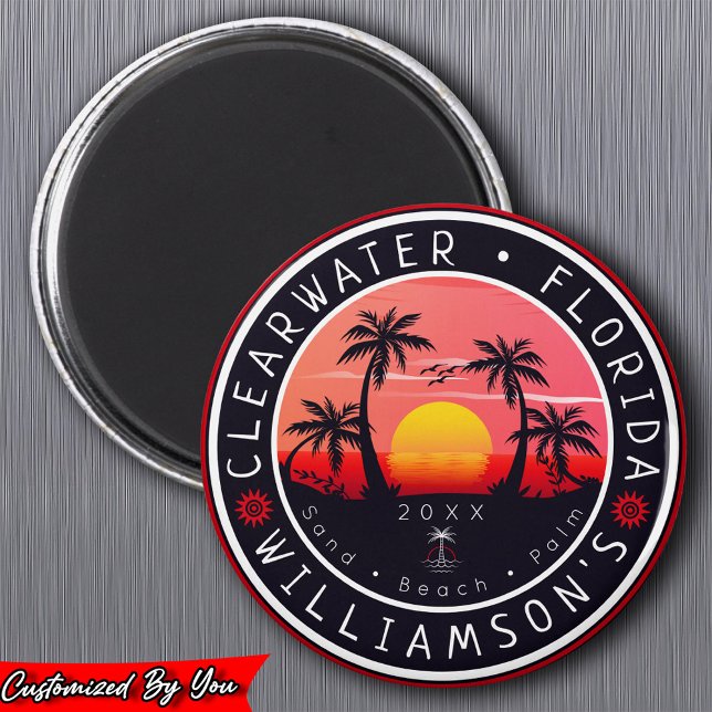 Aimant Clearwater Florida Retro Sunset Souvenirs 80s (Créateur téléchargé)