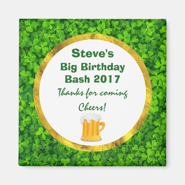 Aimant Cloches vertes et Mug de bière personnalisés Anniv (Devant)