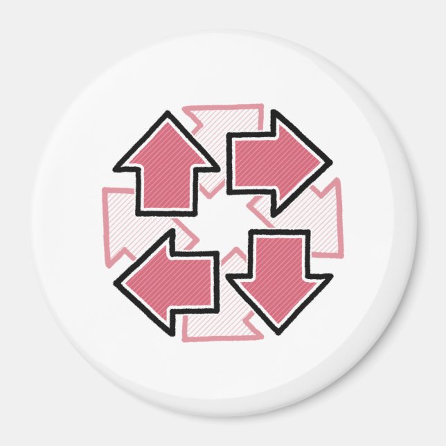 Aimant Clockwise Arrows Minimal Geometric Red (Devant)