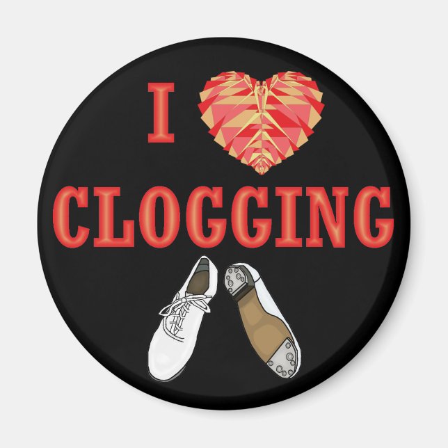 Aimant Clogging I Love Heart Dancing Clogger (Devant)