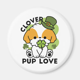 Aimant Clover Pup Love - St. Patrick's Day Chien Design