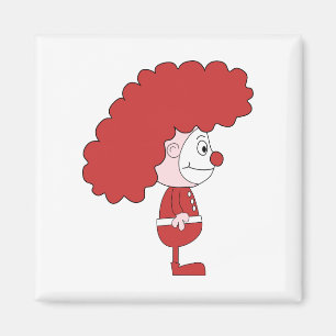 Aimant Clown en rouge et blanc. Bande dessinée