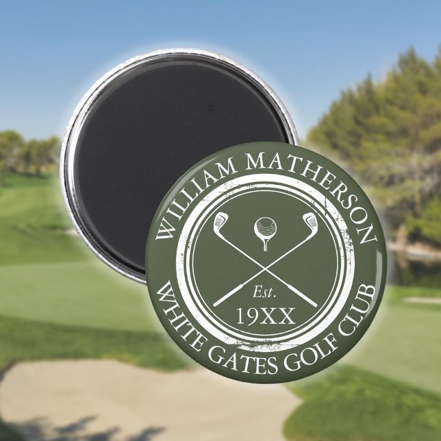 Aimant Club de golf personnalisé Nom Olive Green (Personalized Golf Club Name Olive Green Magnet)