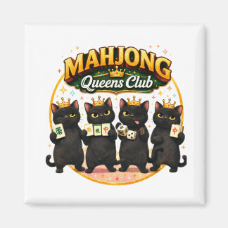 Aimant Club des Reines de Mahjong Chats Noirs Mignons