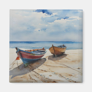 Aimant "Coastal Calm" Un Aquarelle Reposant Paysage marin