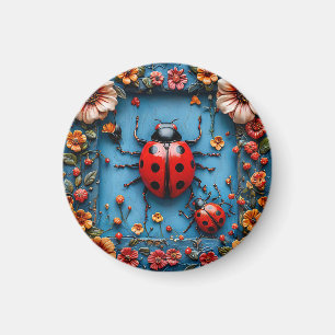 Aimant Coccinelle 3d colorée