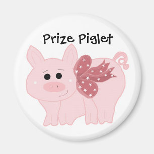 Aimant Cochon mignon avec un ruban rose