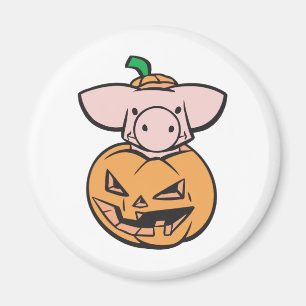 Aimant cochon mignon dans citrouille jack-o-lantern