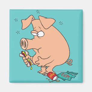 Aimant cochon rempli de junk food drôle avec mal au ventr