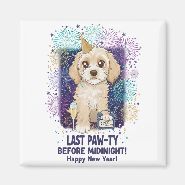 Aimant Cockapoo Last Paw-ty 2026! Happy New Year (Devant)