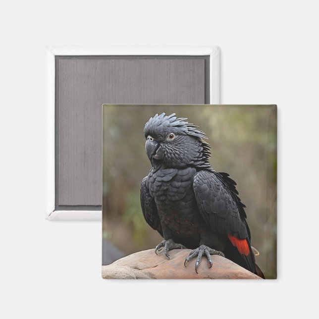 Aimant Cockatoo noir (Recto/Verso)
