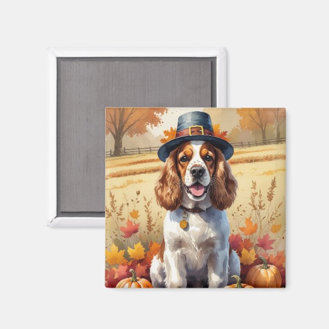 Aimant Cocker Spaniel À L'Automne Laisse L'Art Thanksgivi (Recto/Verso)