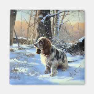 Aimant Cocker Spaniel Laisser Neige Noël
