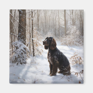 Aimant Cocker Spaniel Laissez tomber la neige Noël