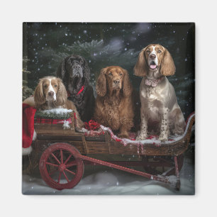 Aimant Cocker Spaniel Snowy Sleigh Décor de Noël