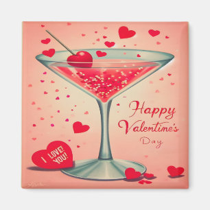Aimant Cocktail Valentine Martini du milieu du siècle