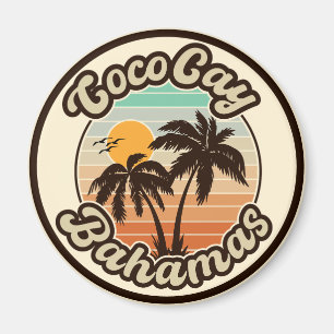 Aimant Coco Cay Bahamas Retro Sunset Souvenirs 60s