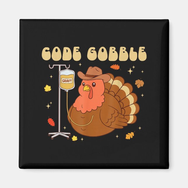 Aimant Code Gobble Funny Thanksgiving Nurse Rn Cna Medica (Devant)