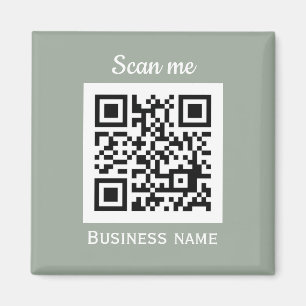 Aimant Code QR Logo Professionnel Sage Green